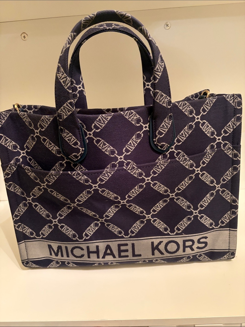Michael Kors Gigi Large Empire Logo Jacquard Tote